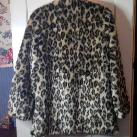 NICOLE MILLER FAUX LEOPARD PRINT LUXURIOUS FUR COAT - Picture 4 of 9